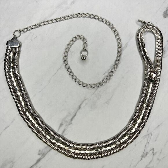 Silver Tone Rhinestone Chain Link Belt OS One Size - Picture 2 of 11
